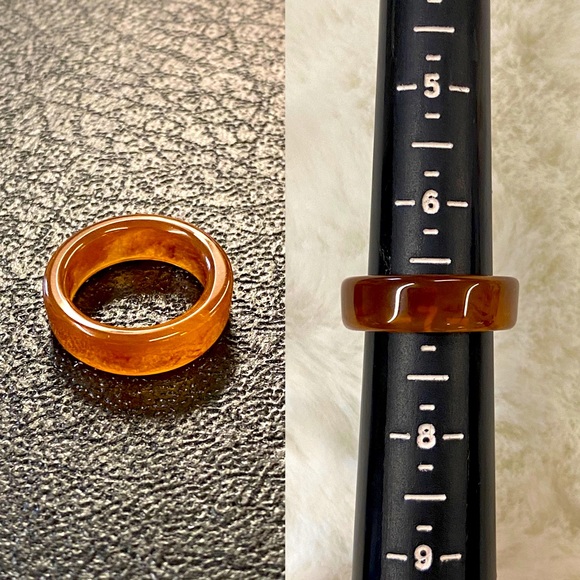 New lucite ring warm brown palette minimalist neutral casual 60's style unisex - Picture 2 of 3